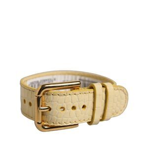 Dolce & Gabbana Beige Embossed Leather Gold Buckle Belt Strap Women's Bracelet